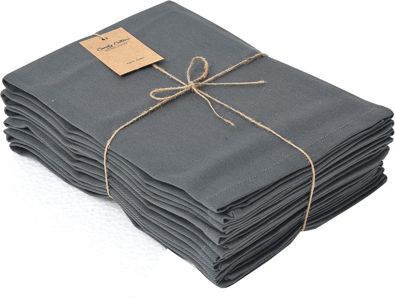 Candy Cottons Grey Cloth Dinner Cotton 18x18 in Washable Napkins Cloth|Absorbent Reusable Spring Easter Basket Decor Pk of 6 Table Napkins Cocktail Party Wedding BBQ Hotel Cafe Cloth Napkins - Image 1